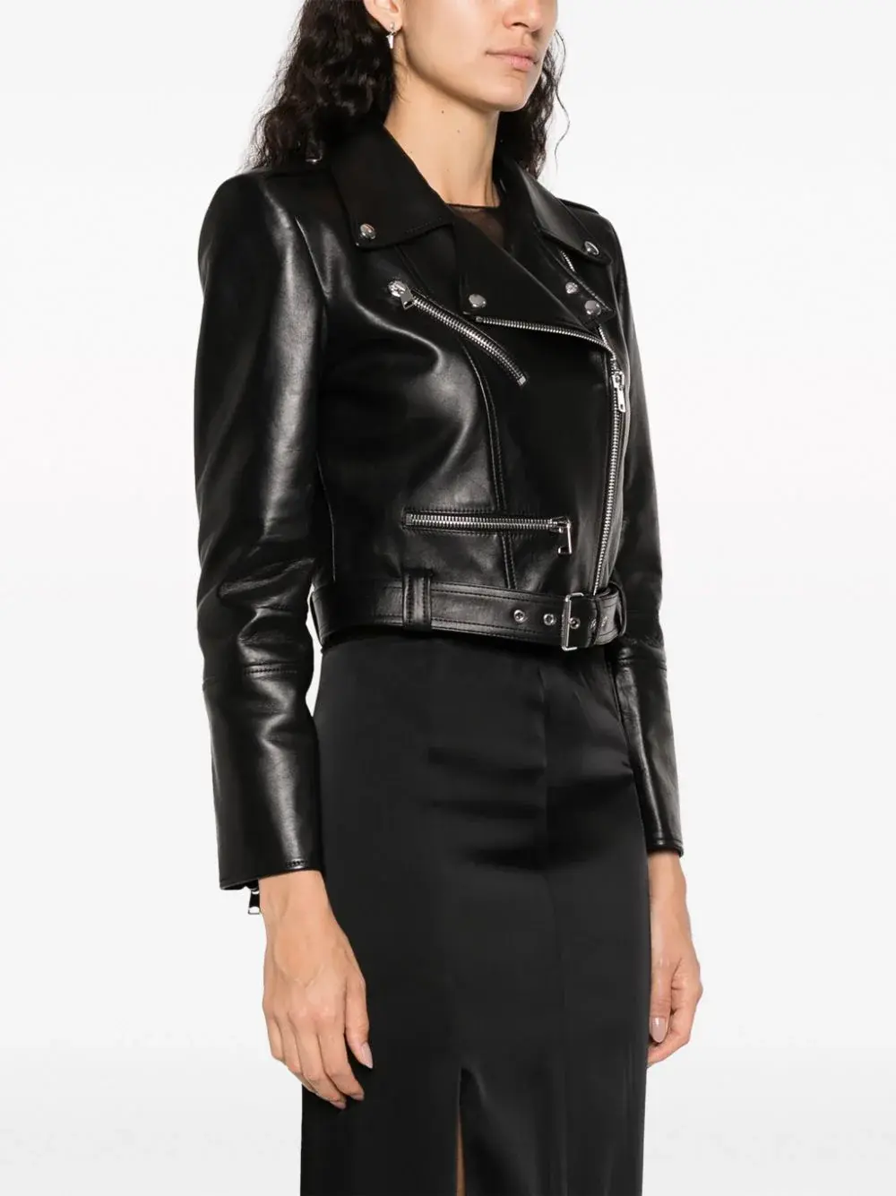 Alexander McQueen cropped leather biker jacket