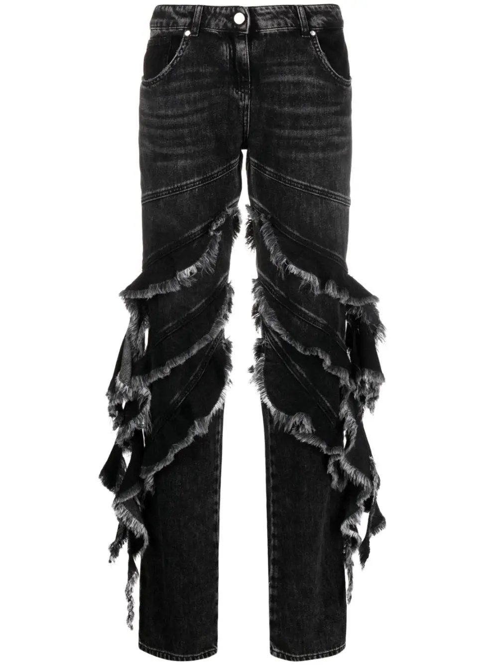 Blumarine ruffle-trim straight-leg jeans