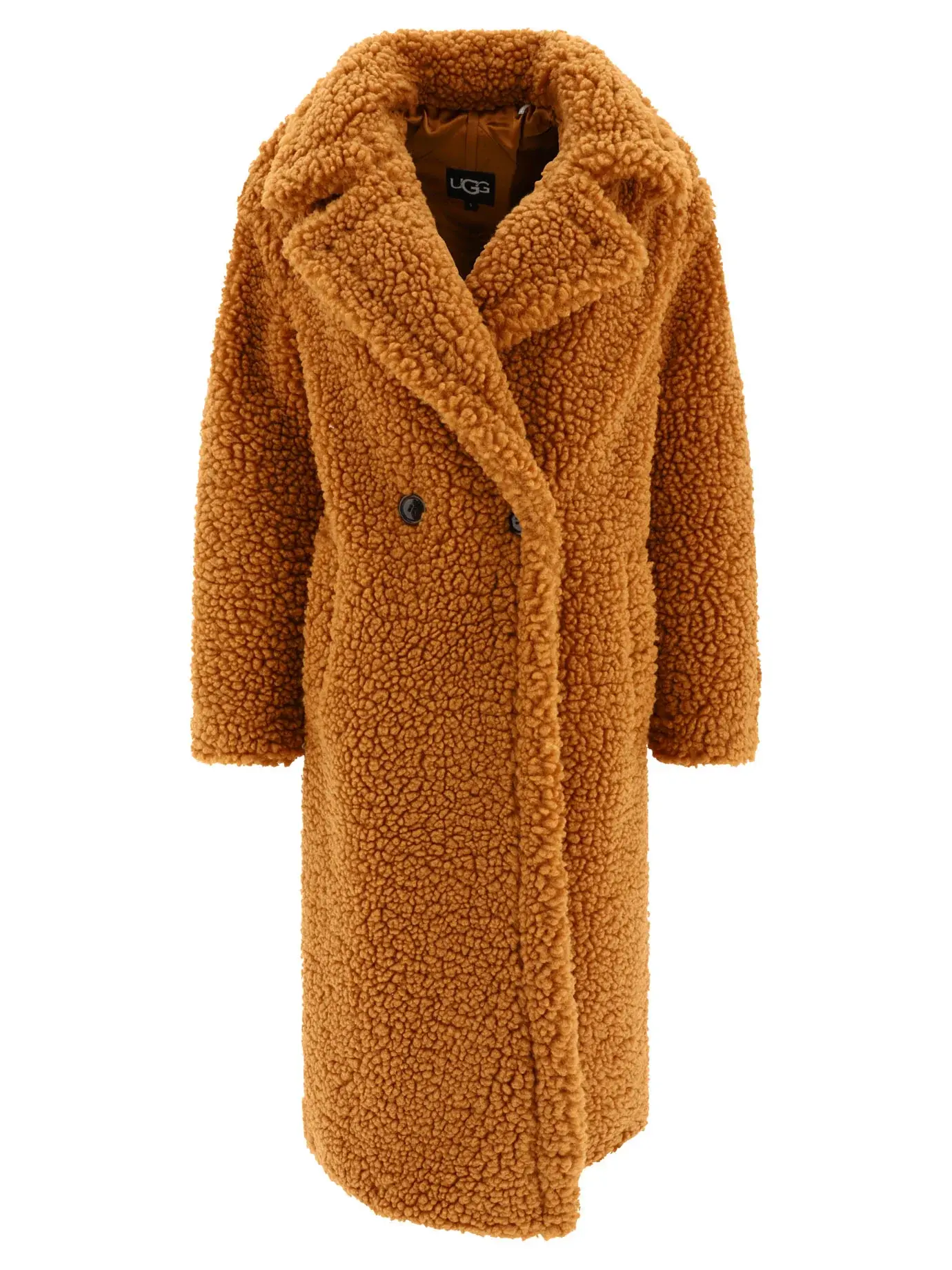 UGG Gertrude long teddy coat in tan