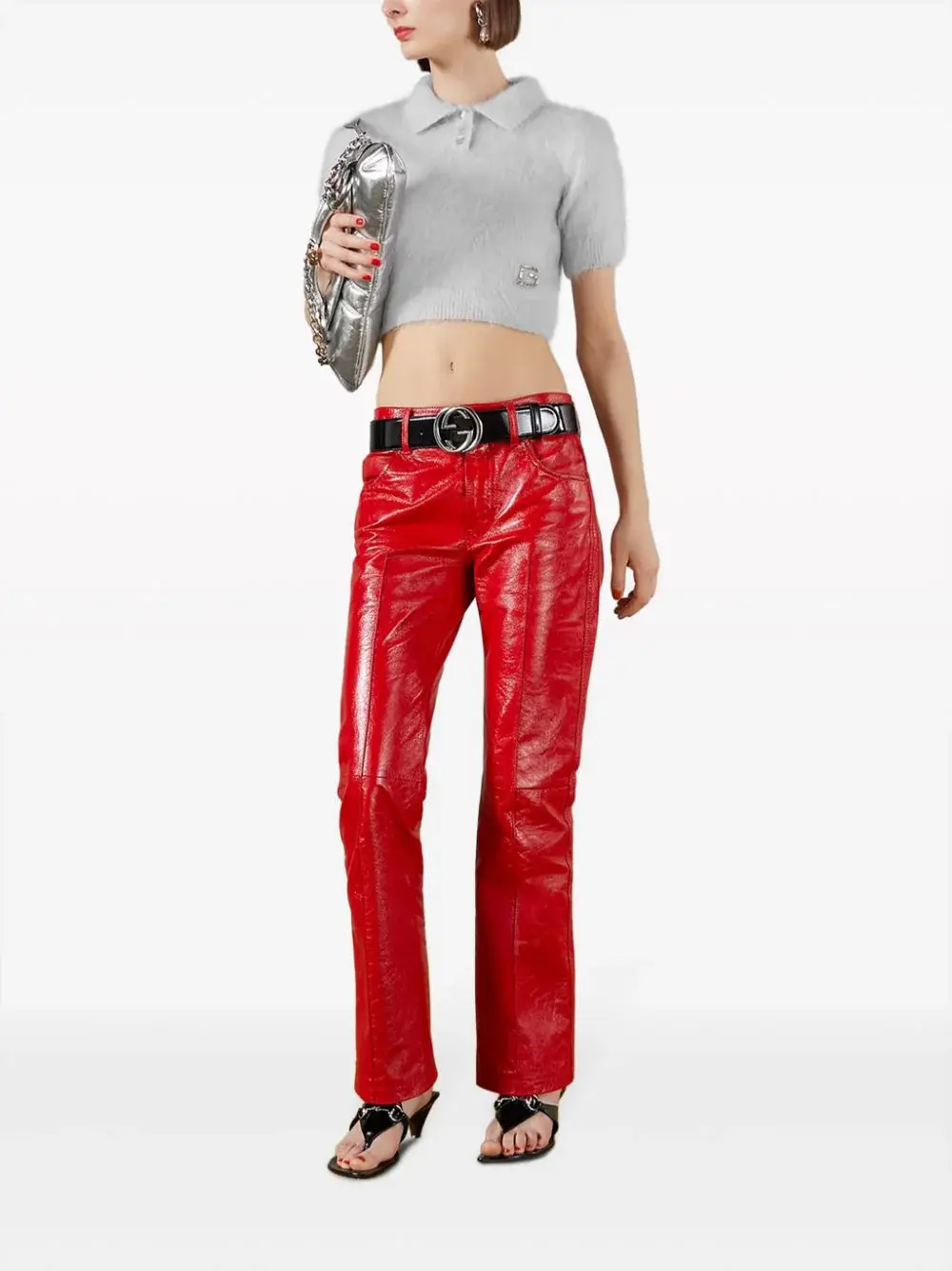 Gucci cropped leather trousers