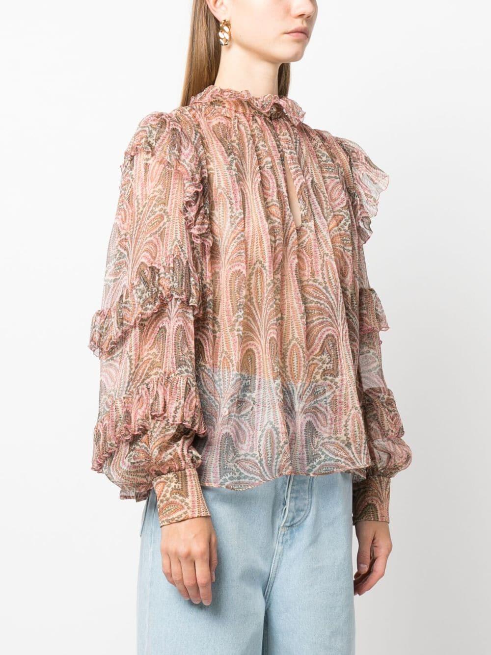 ETRO ruffled paisley-print silk blouse