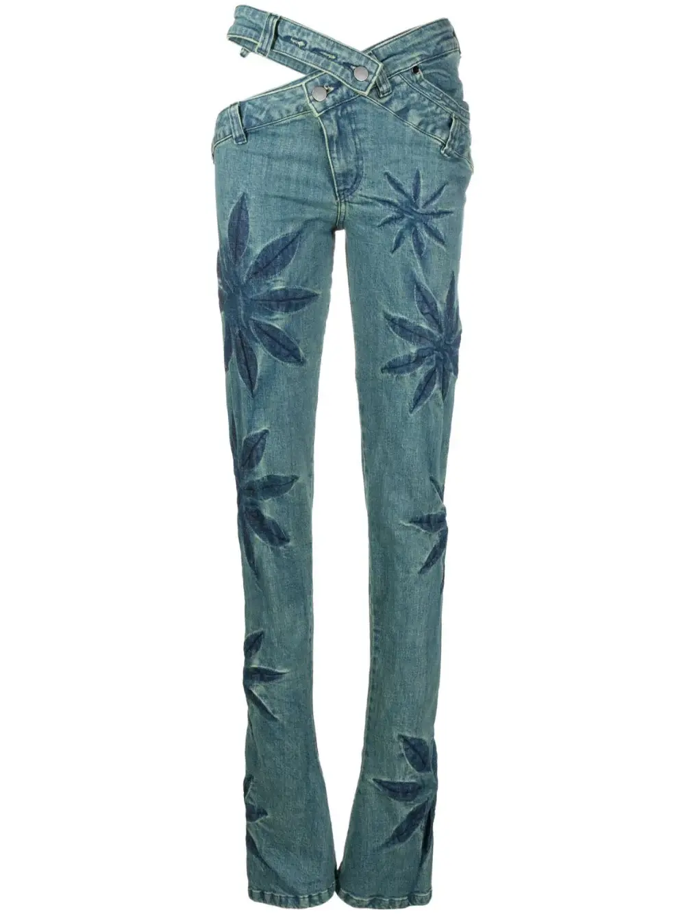 Masha Popova Flowers cut-out flared jeans