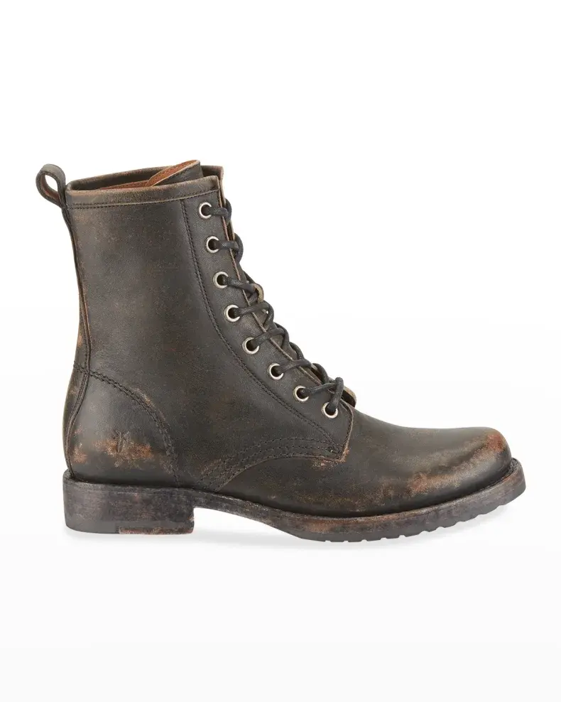 FRYE Veronica Rustic Leather Combat Booties