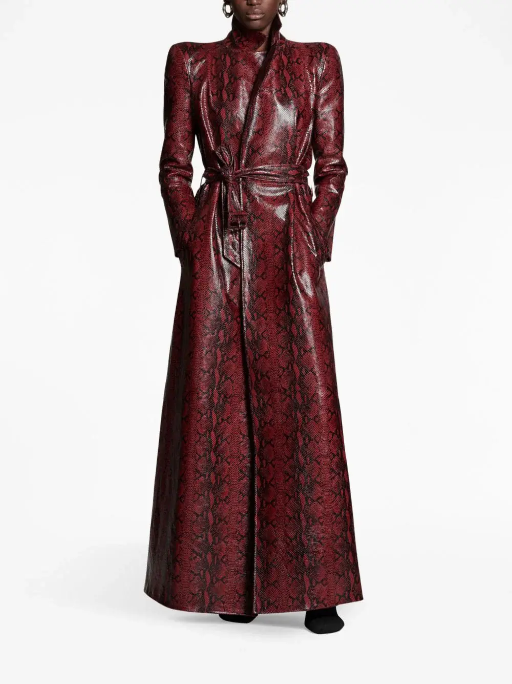 Balenciaga Snake-effect Lether Trench Coat