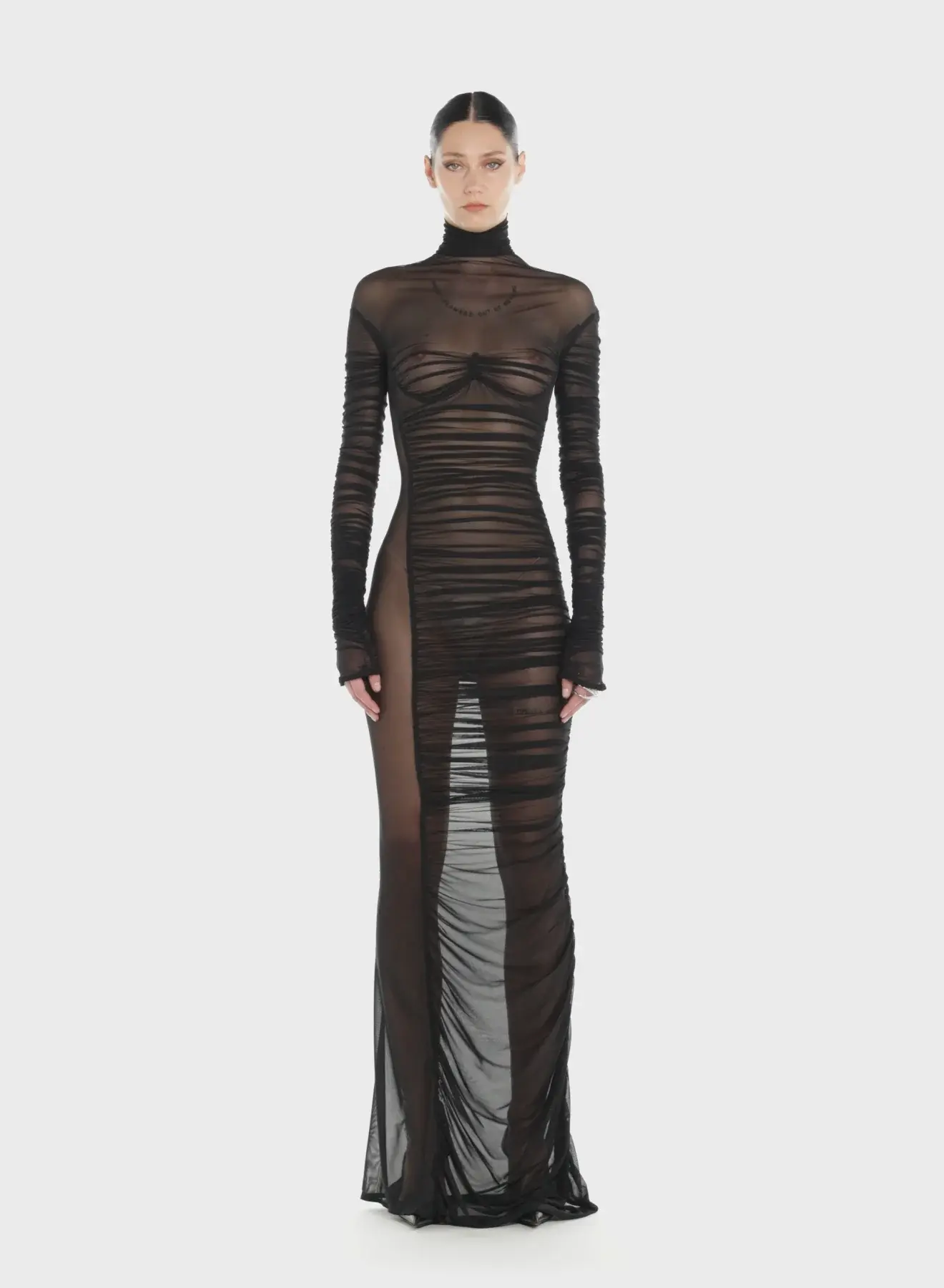 Mugler draped mesh dress